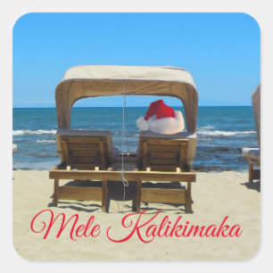 Mele Kalikimaka beach Square Sticker