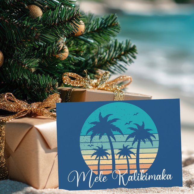 Mele Kalikimaka Beach Sunset Company Christmas Holiday Card (Creator Uploaded)