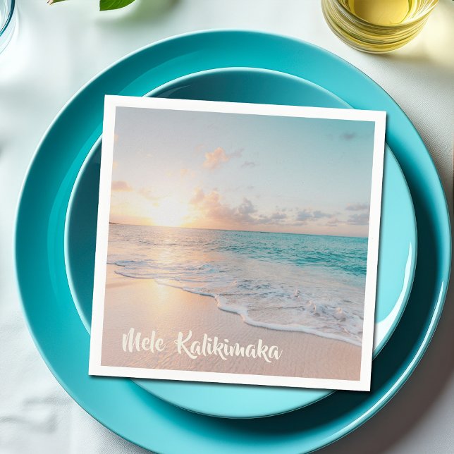 Mele Kalikimaka Beautiful Beach Christmas Holiday Napkin (Creator Uploaded)