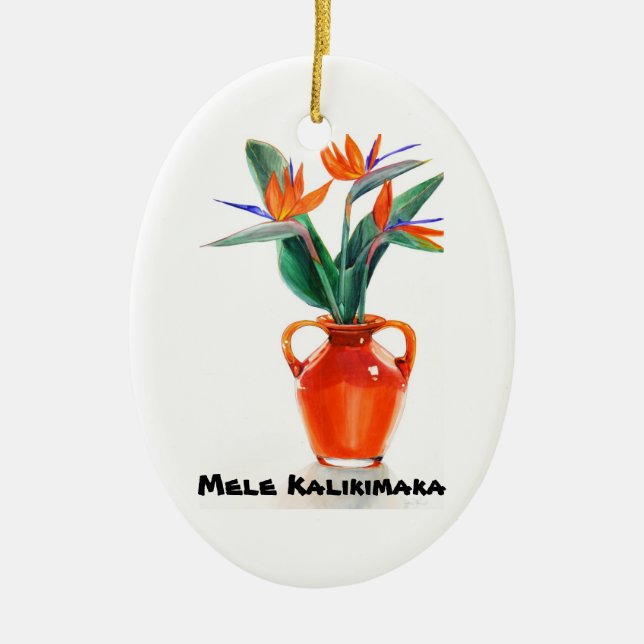 Mele Kalikimaka Bird of Paradise Oval Ornament (Front)