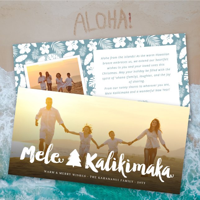 Mele Kalikimaka Brush Script Christmas Photo Card (Creator Uploaded)