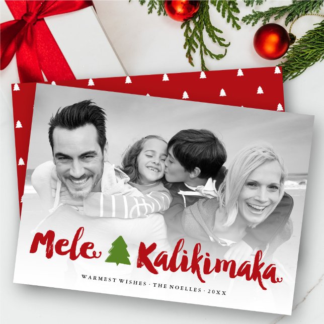 Mele Kalikimaka Brush Script Christmas Photo Card (Creator Uploaded)