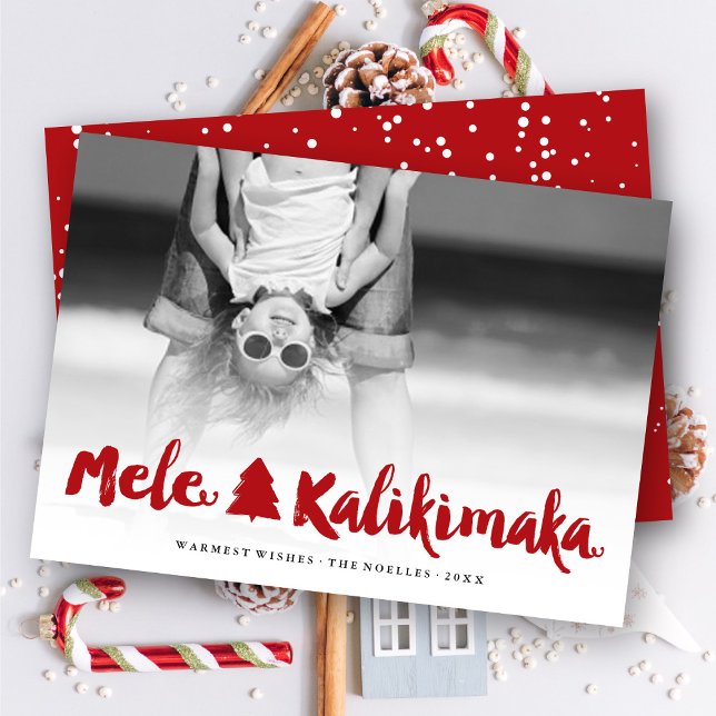Mele Kalikimaka Brushed Script Holiday Photo Card (Creator Uploaded)