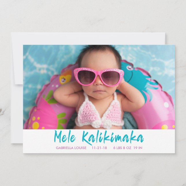 Mele Kalikimaka Christmas Baby Birth Holiday Photo (Front)