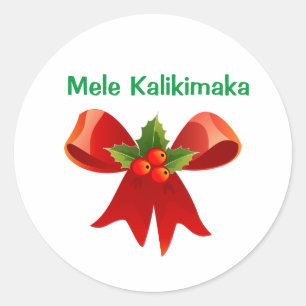 Mele Kalikimaka Christmas Bow Classic Round Sticker