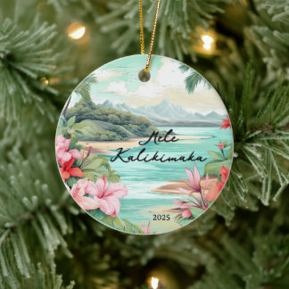 Mele kalikimaka Christmas Ceramic Tree Decoration