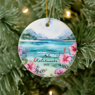 Mele kalikimaka Christmas Ceramic Tree Decoration