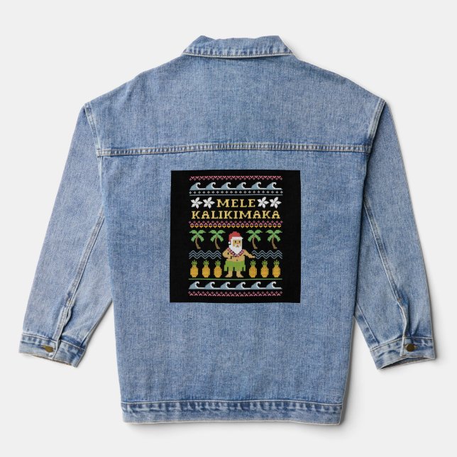 Mele Kalikimaka Christmas Denim Jacket (Back)