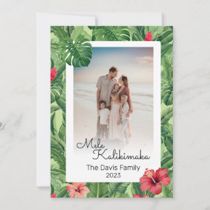 Mele Kalikimaka Christmas Family Photo Tropical Holiday Card
