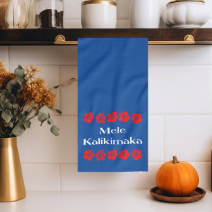 Mele Kalikimaka Christmas Flower Bands Colour Tea Towel