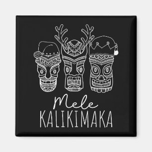 Mele Kalikimaka Christmas Hawaiian Santa Tiki Mask Magnet