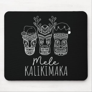 Mele Kalikimaka Christmas Hawaiian Santa Tiki Mask Mouse Mat