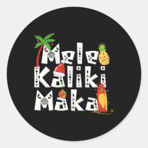 Mele Kalikimaka Christmas Palm Tree Hawaiian Xmas Classic Round Sticker