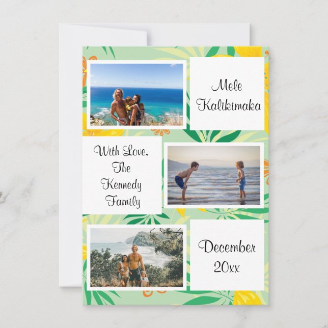 Mele Kalikimaka Christmas Photo Collage Card (Front)