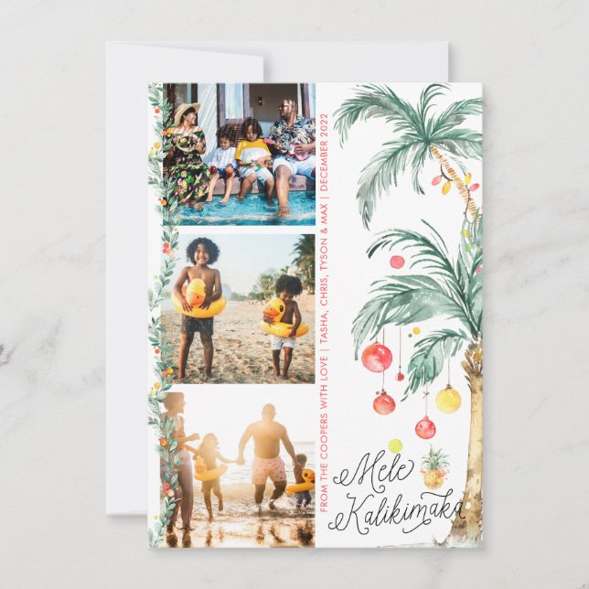 Mele Kalikimaka | Christmas Photo Collage Card (Front)