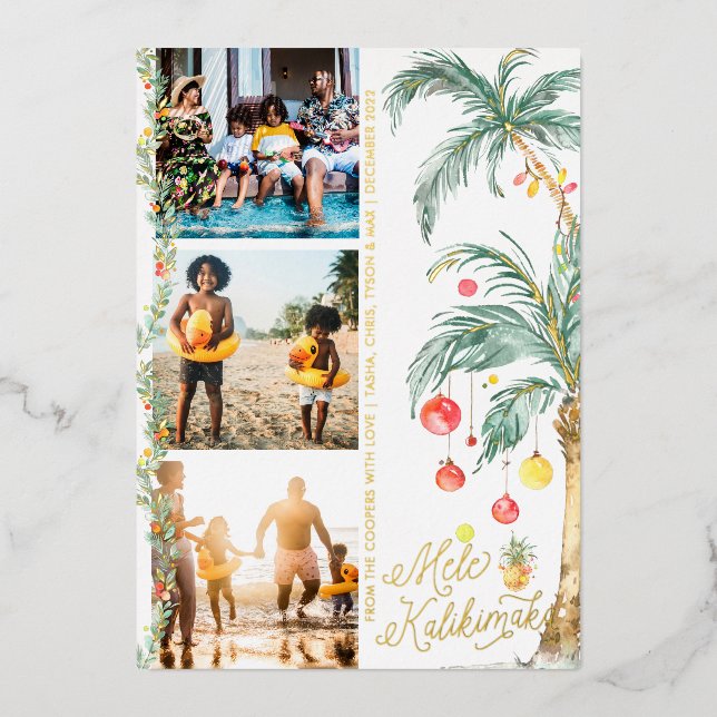 Mele Kalikimaka | Christmas Photo Collage Card (Front)