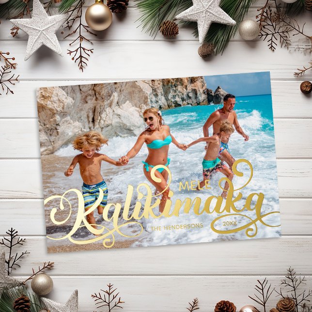 Mele Kalikimaka Christmas Photo Foil Holiday Card (Creator Uploaded)
