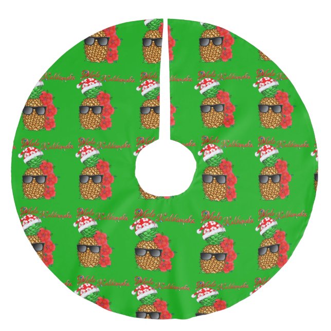 Mele Kalikimaka Christmas Pineapple Brushed Polyester Tree Skirt (Front)