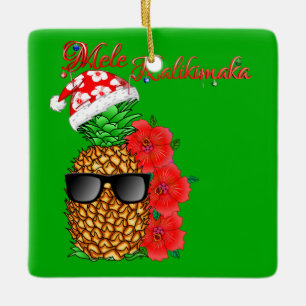 Mele Kalikimaka Christmas Pineapple Ceramic Tree Decoration