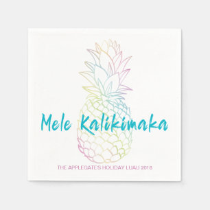 Mele Kalikimaka Christmas Pineapple Hawaiian Luau Napkin