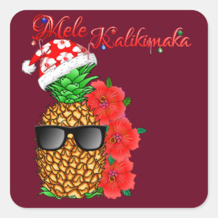 Mele Kalikimaka Christmas Pineapple Square Sticker
