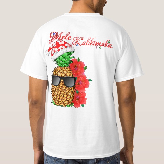 Mele Kalikimaka Christmas Pineapple T-Shirt (Back)