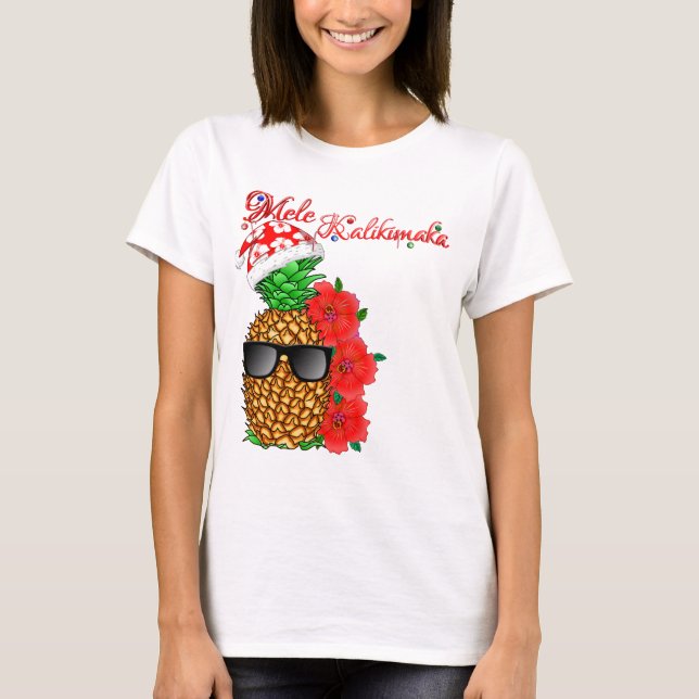 Mele Kalikimaka Christmas Pineapple T-Shirt (Front)