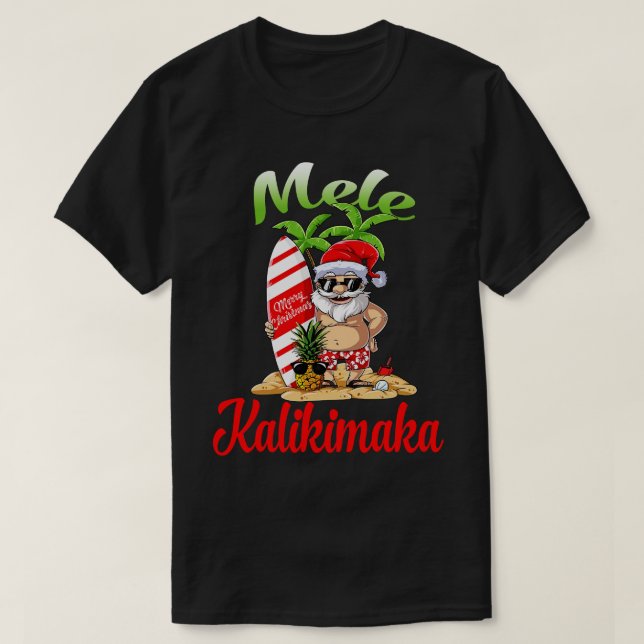 Mele Kalikimaka Christmas Santa Shaka Hawaii 9 T-Shirt (Design Front)