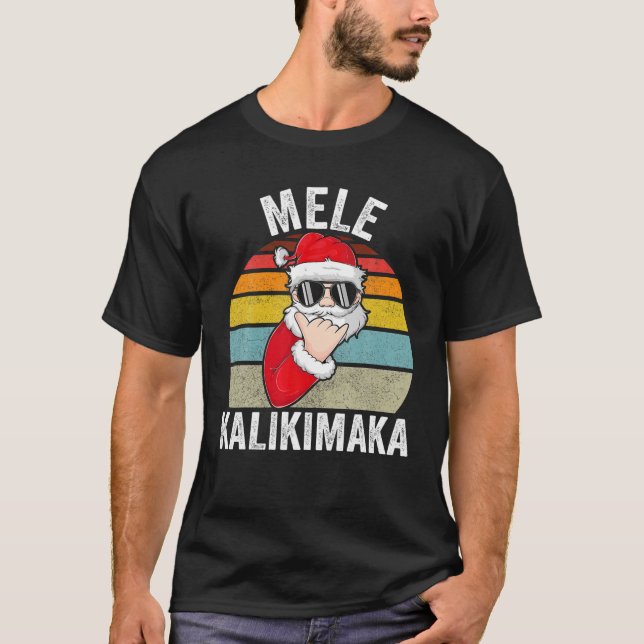 Mele Kalikimaka Christmas Shaka Tee Santa Claus Ha (Front)