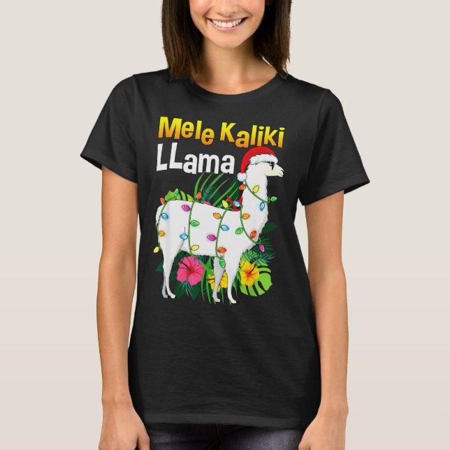 Mele Kalikimaka Christmas Shirt Hawaiian Llama X-m (Front)