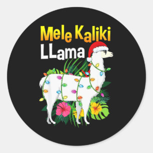 Mele Kalikimaka Christmas Shirt Hawaiian Llama X-m Classic Round Sticker