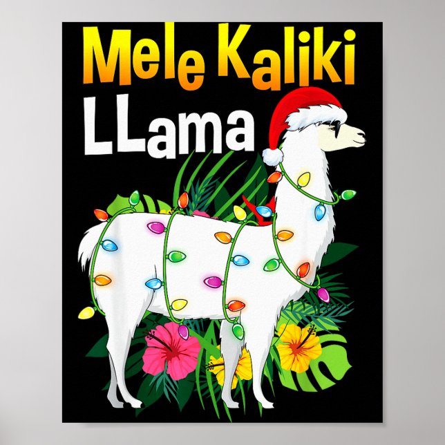 Mele Kalikimaka Christmas Shirt Hawaiian Llama X-m Poster (Front)