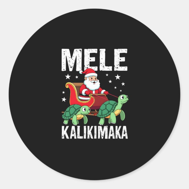 Mele Kalikimaka Christmas Shirt � Santa Sleigh Sea Classic Round Sticker (Front)