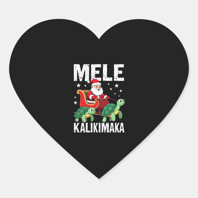 Mele Kalikimaka Christmas Shirt � Santa Sleigh Sea Heart Sticker (Front)