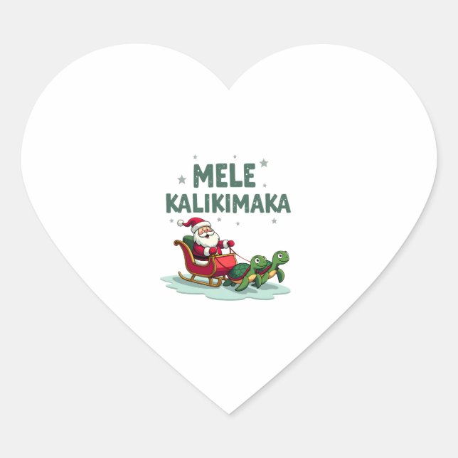 Mele Kalikimaka Christmas Shirt � Santa Sleigh Sea Heart Sticker (Front)