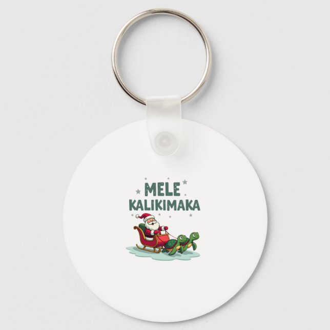 Mele Kalikimaka Christmas Shirt � Santa Sleigh Sea Key Ring (Front)