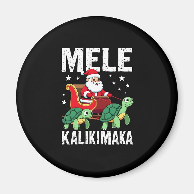 Mele Kalikimaka Christmas Shirt � Santa Sleigh Sea Magnet (Front)