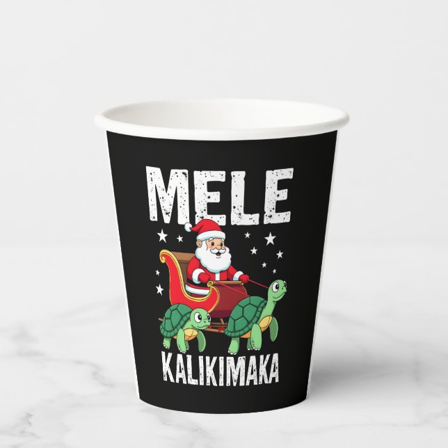Mele Kalikimaka Christmas Shirt � Santa Sleigh Sea Paper Cups (Front)