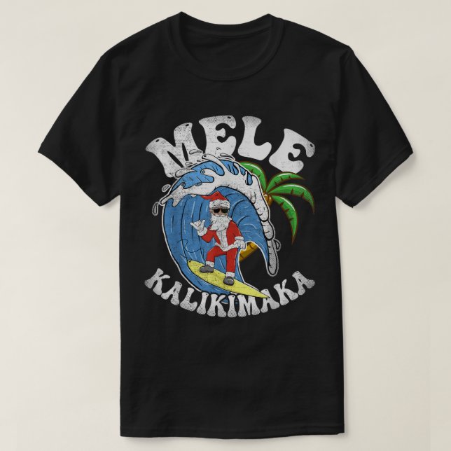 Mele Kalikimaka Christmas Surf Design - Santa Surf T-Shirt (Design Front)