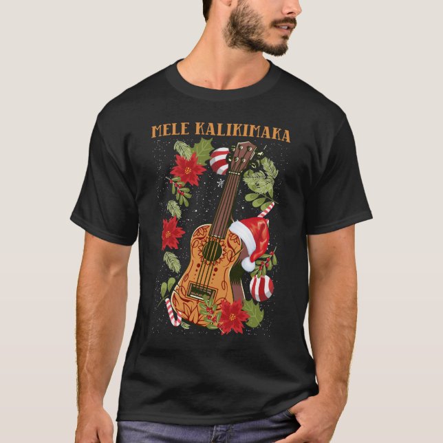 MELE KALIKIMAKA Christmas Ukulele Hawaii Gift T-Shirt (Front)