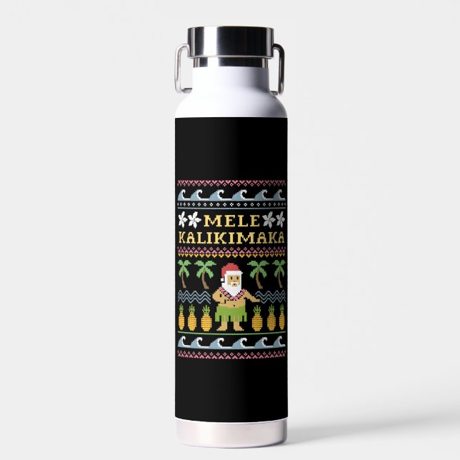 Mele Kalikimaka Christmas Water Bottle (Front)