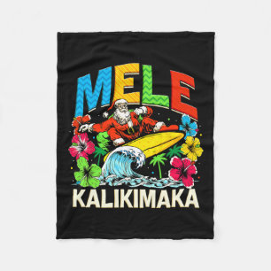 Mele Kalikimaka Christmas Xmas Santa Summer Hawaii Fleece Blanket
