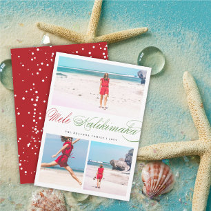 Mele Kalikimaka Classic Script Christmas 3 Photo Holiday Card