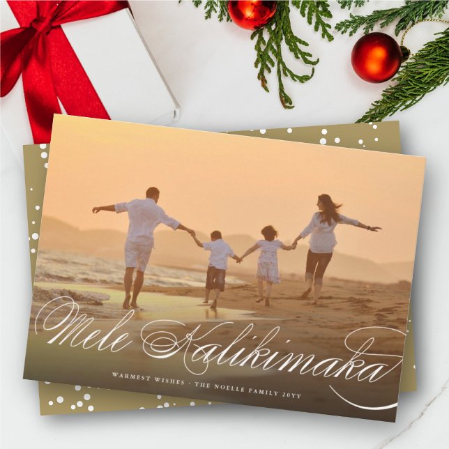 Mele Kalikimaka Classic Script Christmas Photo Holiday Card (Creator Uploaded)