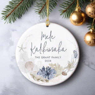 Mele Kalikimaka Coastal Holiday Ceramic Tree Decoration