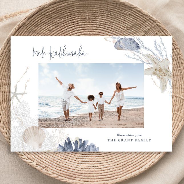 Mele Kalikimaka Coastal Holiday Photo Card (Mele Kalikimaka Coastal Holiday Photo Card)
