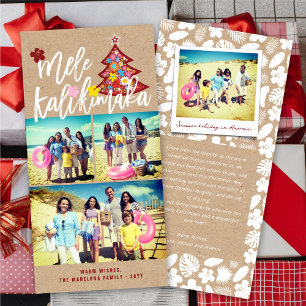 Mele Kalikimaka Colour Flowers Christmas Tree Phot Holiday Card