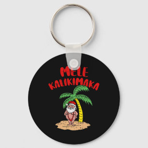 Mele Kalikimaka Cool Santa Swimsuit Hawaiian Merry Key Ring