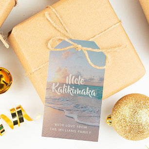 Mele Kalikimaka Custom Tropical Beach Christmas Gift Tags