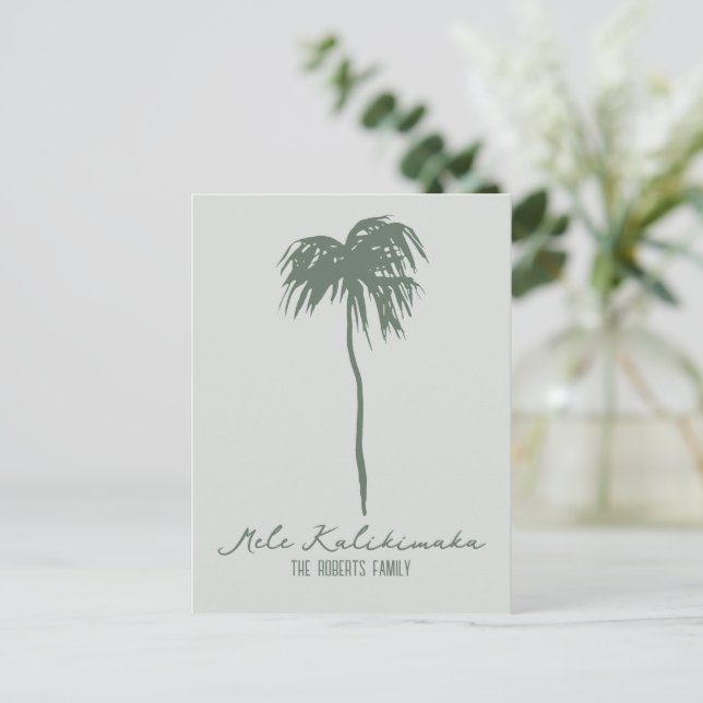 Mele Kalikimaka Elegant Hawaiian Christmas Palm Postcard (Standing Front)